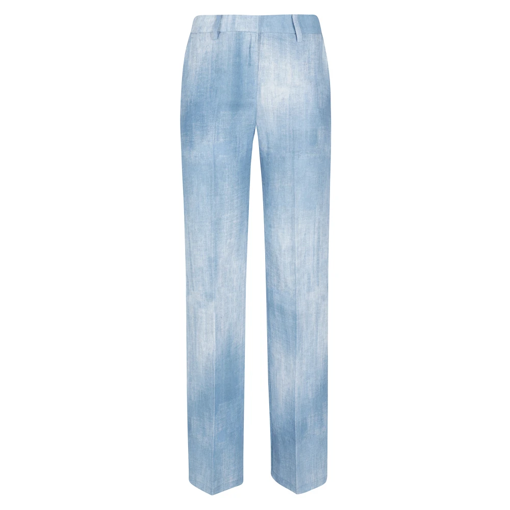 Ermanno Scervino Women's Blue Straight Trousers, Xs, Denim Print Trousers