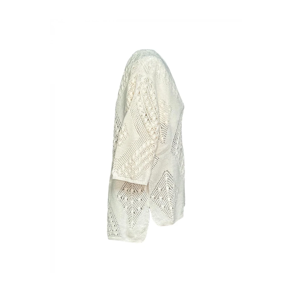 Molly Bracken Etnische Gehaakte T-shirt Sweatshirts Hoodies White Dames