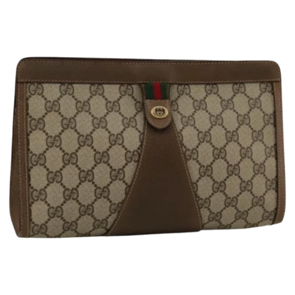 Gucci Vintage Pre-owned Leather clutches Beige Dames