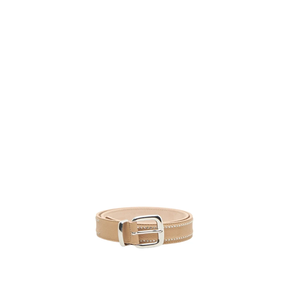PESERICO Echt leren riem met Punto Luce rand Brown Dames