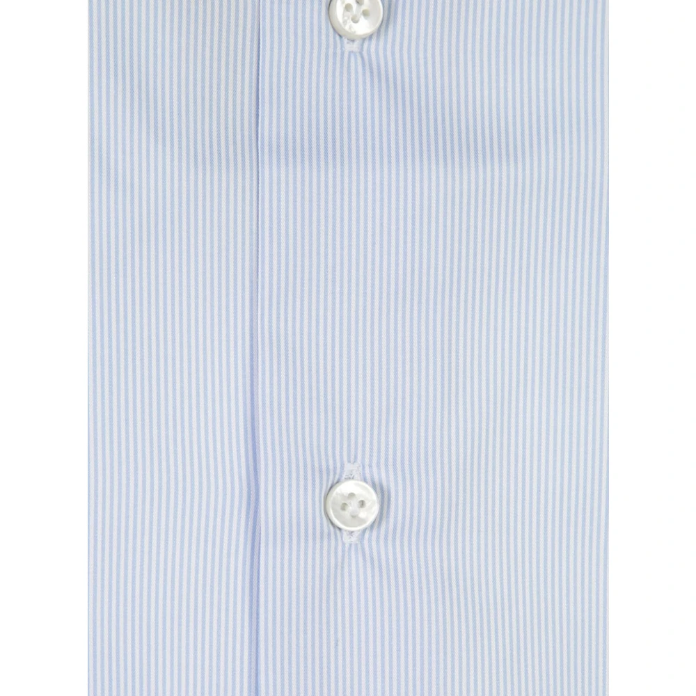 Barba Heldere Blauwe Katoenen Overhemd Lange Mouw Blue Heren