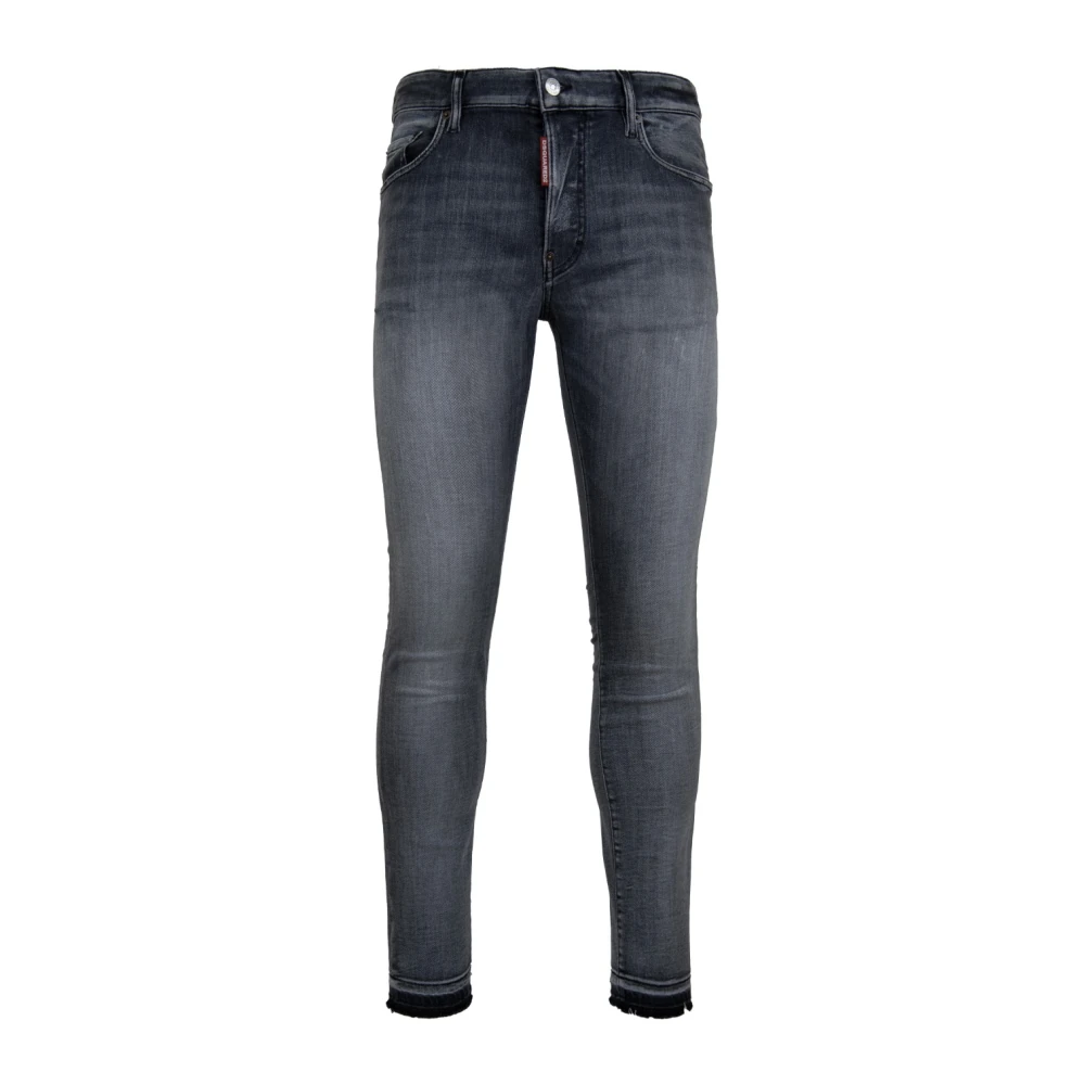 Dsquared2 Men's Gray Button Jeans With Leather Patch - Skinny Fit Jeans - M - Jeans