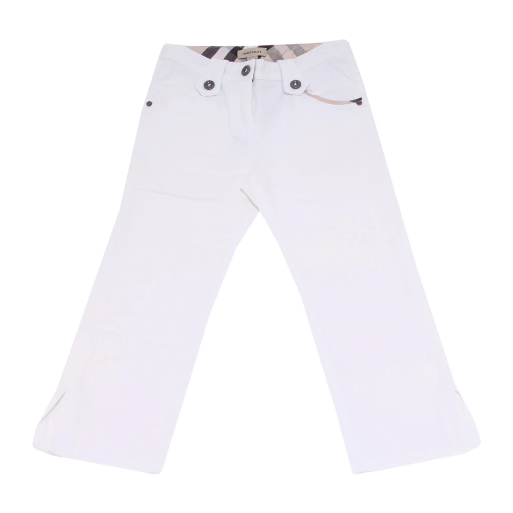 Burberry Girls White Jeans, 8 Y, Check Jeans Pant