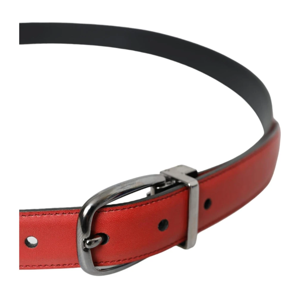 Dolce & Gabbana Rood Leren Metalen Gesp Riem Red Heren