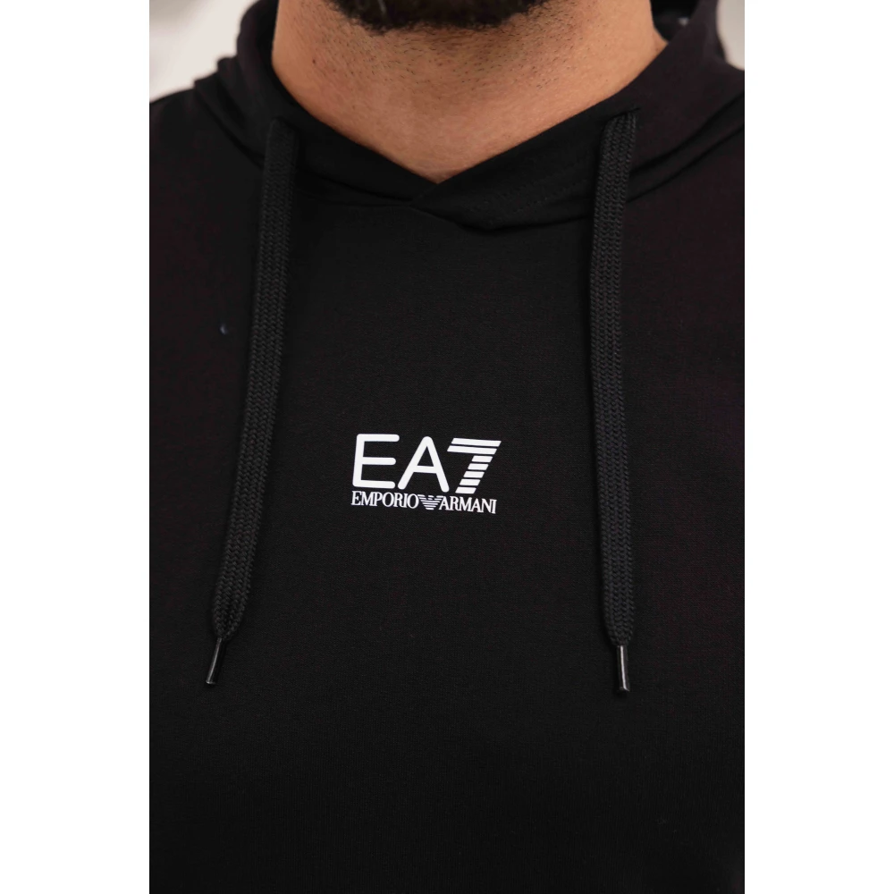 Emporio Armani Zwarte Hoodie Heren Stijlvol Trendy Logo Black Heren