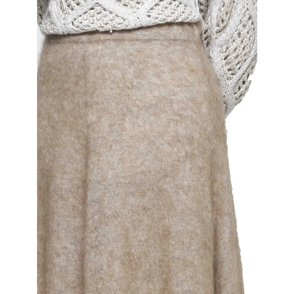 BRUNELLO CUCINELLI Elastische Taille Midi Rok Beige Dames