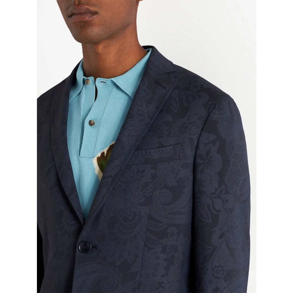 ETRO Blauwe Wollen Stretchjas Klassieke Stijl Blue Heren