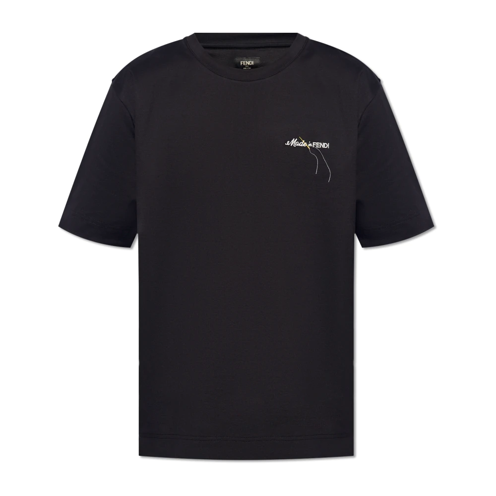 Fendi Men's Black T-Shirt With Logo