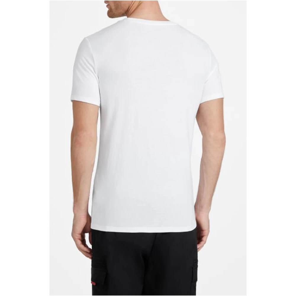 Guess Katoen Logo T-shirt Wit White Heren