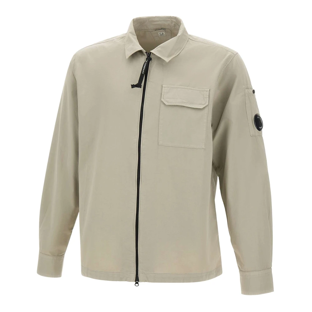 C.p. Company Men's Gray Gabardine Zipped Overshirt