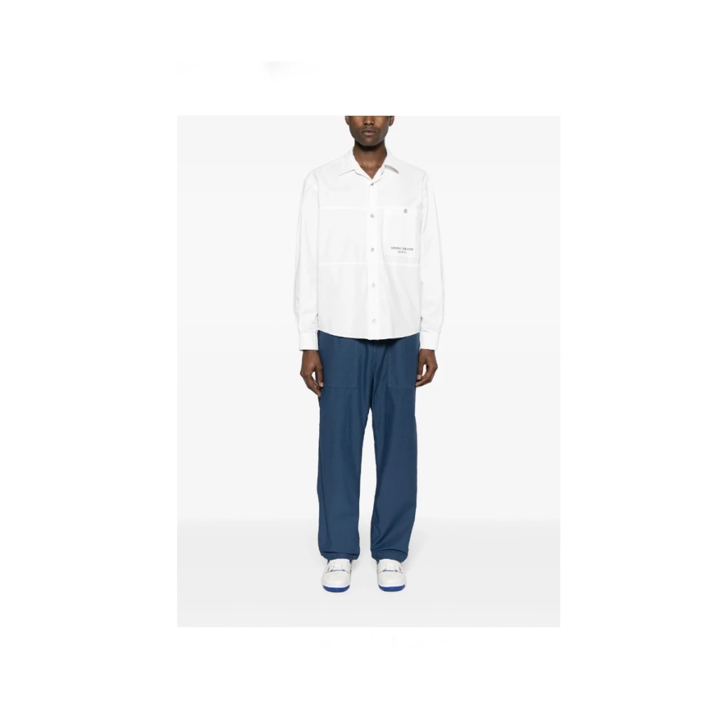 Stone Island Wit Marina Overshirt Katoenen Canvas White Heren