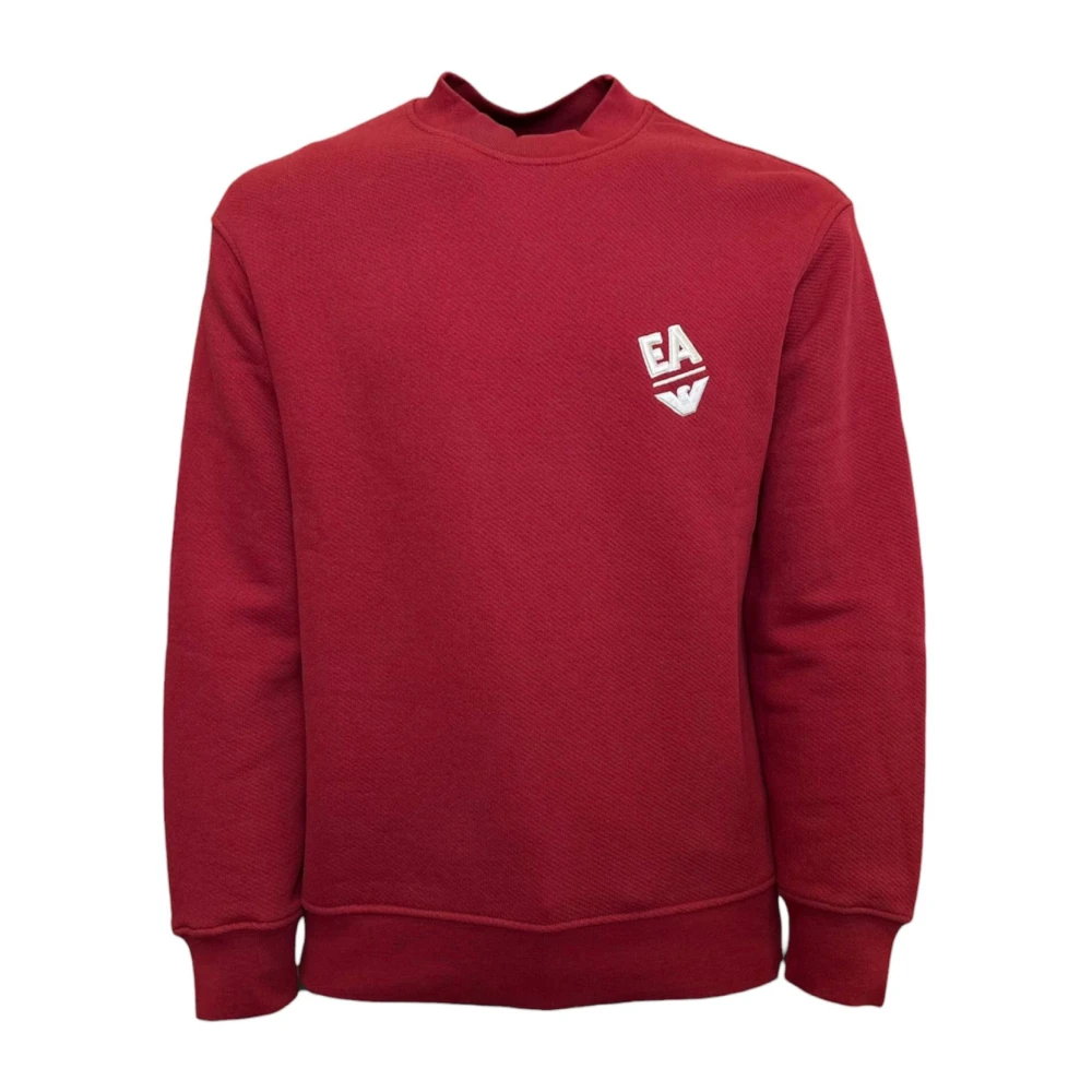 Emporio Armani Rode Geborduurde Logo Sweatshirt Red Heren