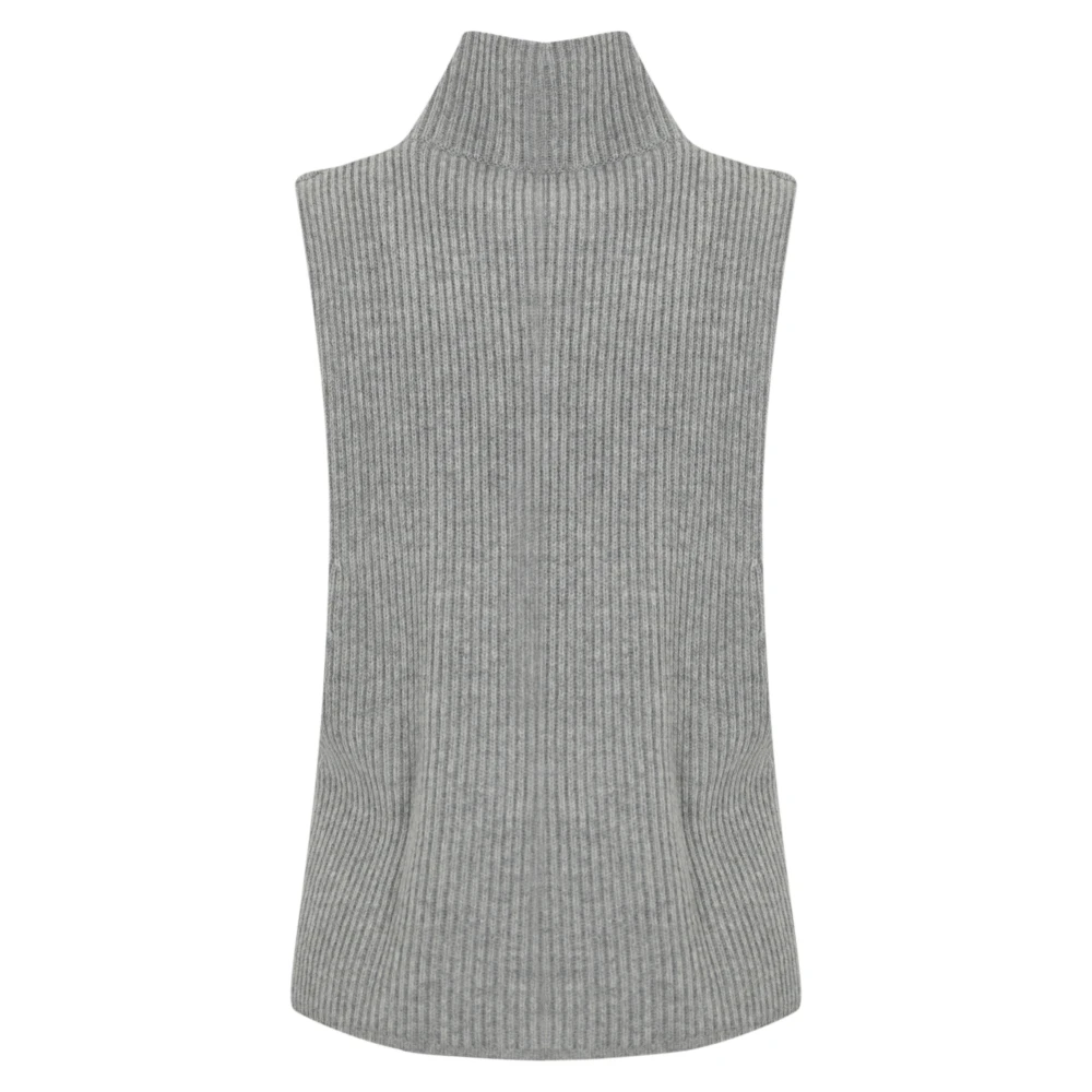 Max Mara Studio Kasjmier Mouwloze Hoge Nek Jas Gray Dames