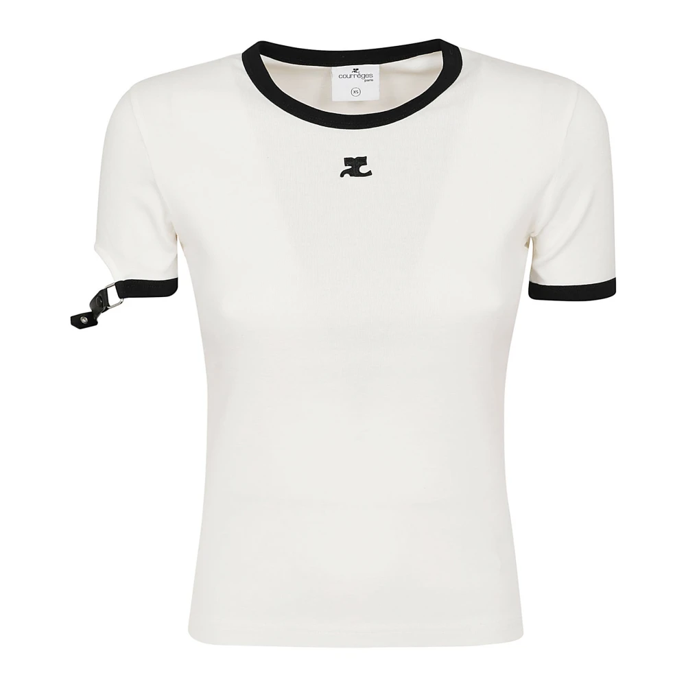 Courrèges Contrasterend Gesp T-shirt White Dames