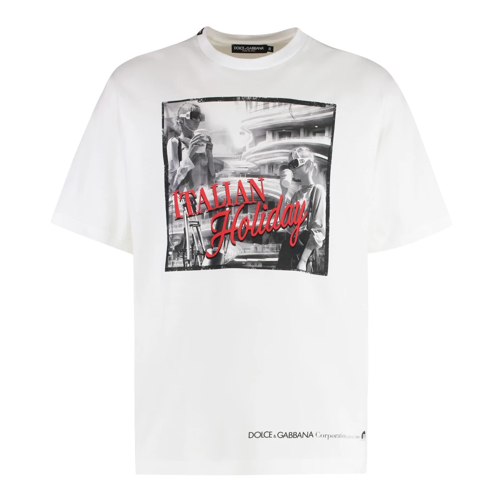 Dolce & Gabbana Geribbelde crew-neck T-shirt 100% katoen White Heren