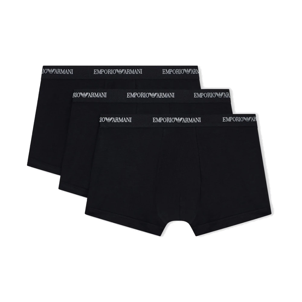 Emporio Armani Men's Black Underpants, M, Set Of Three Stretch Cotton Boxers