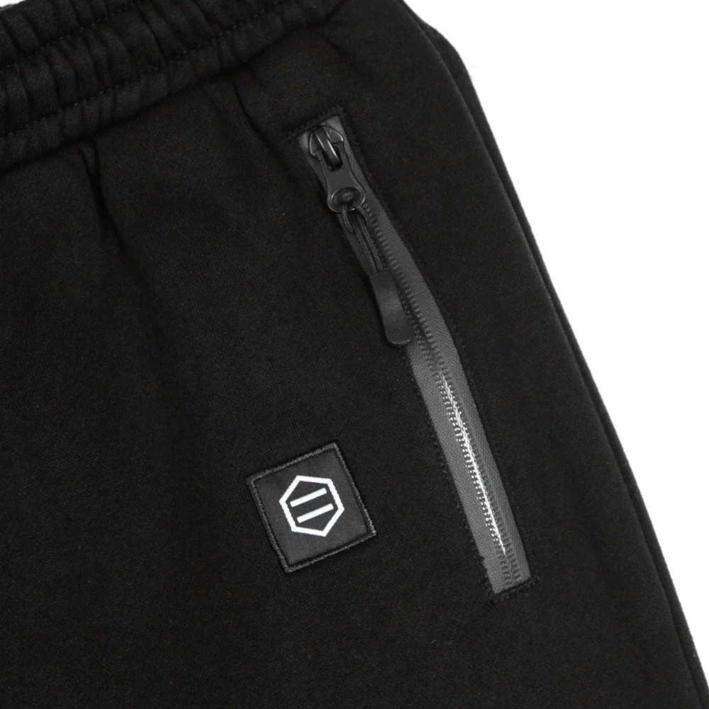 Dolly Noire Zwarte Fleece Jogger Broek met Speciale Zak Black Heren