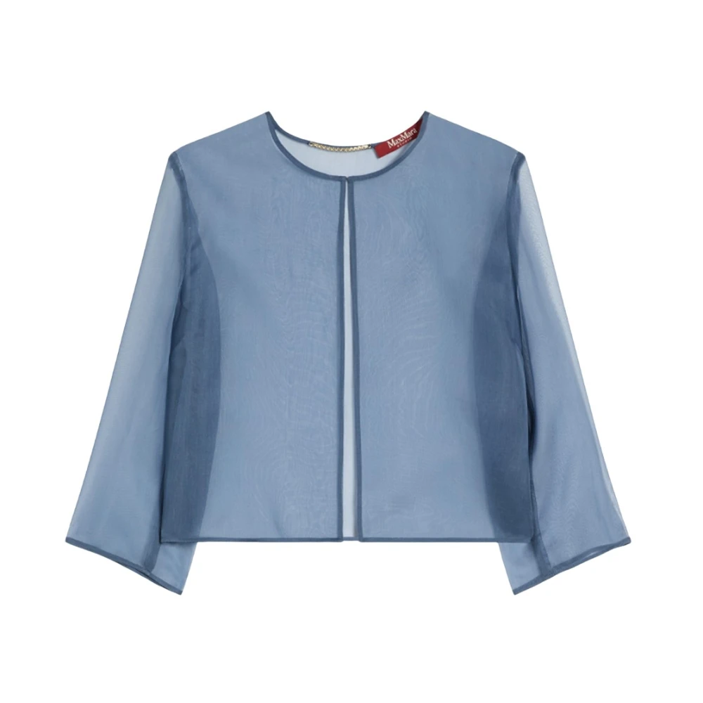 Max Mara Studio Femme Bleu Blouses Et Chemises, Taille: 38 Fr Veste Courte En Organza De Soie