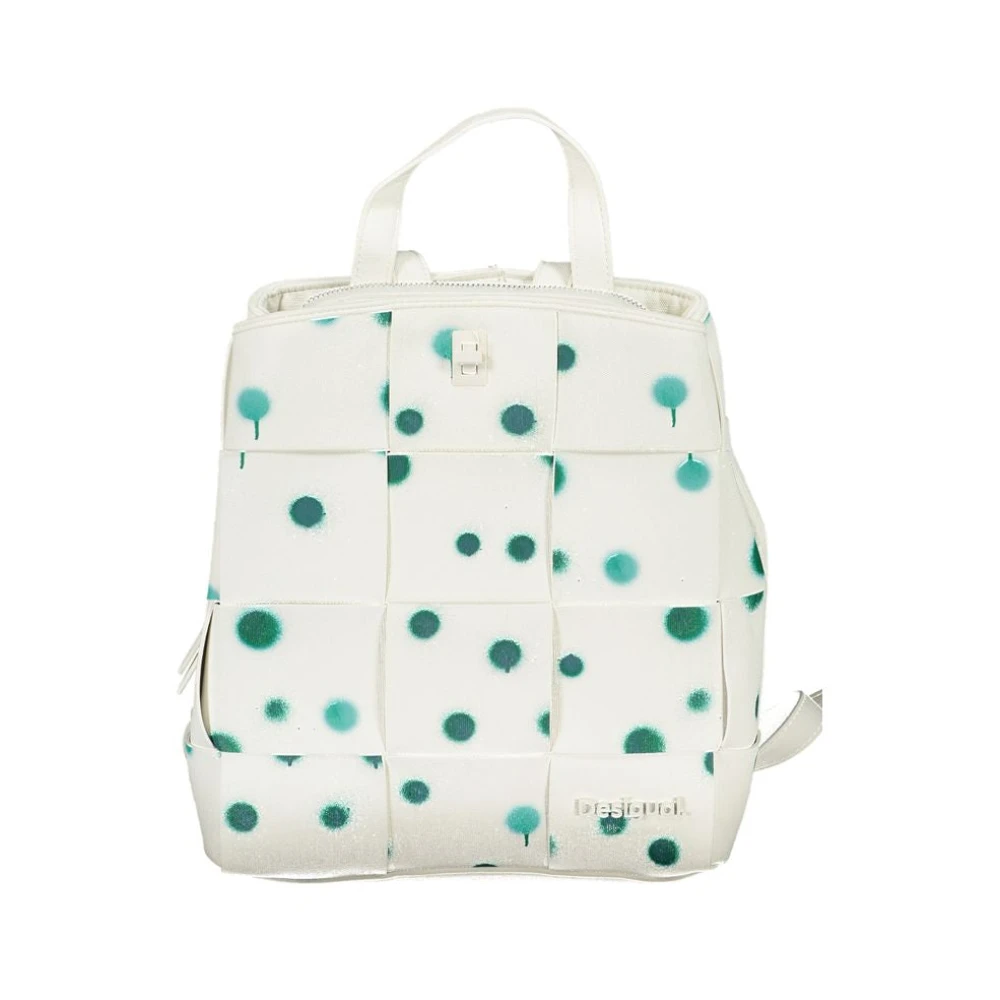Desigual Women's White Polyethylene Backpack With Polka Dot Design