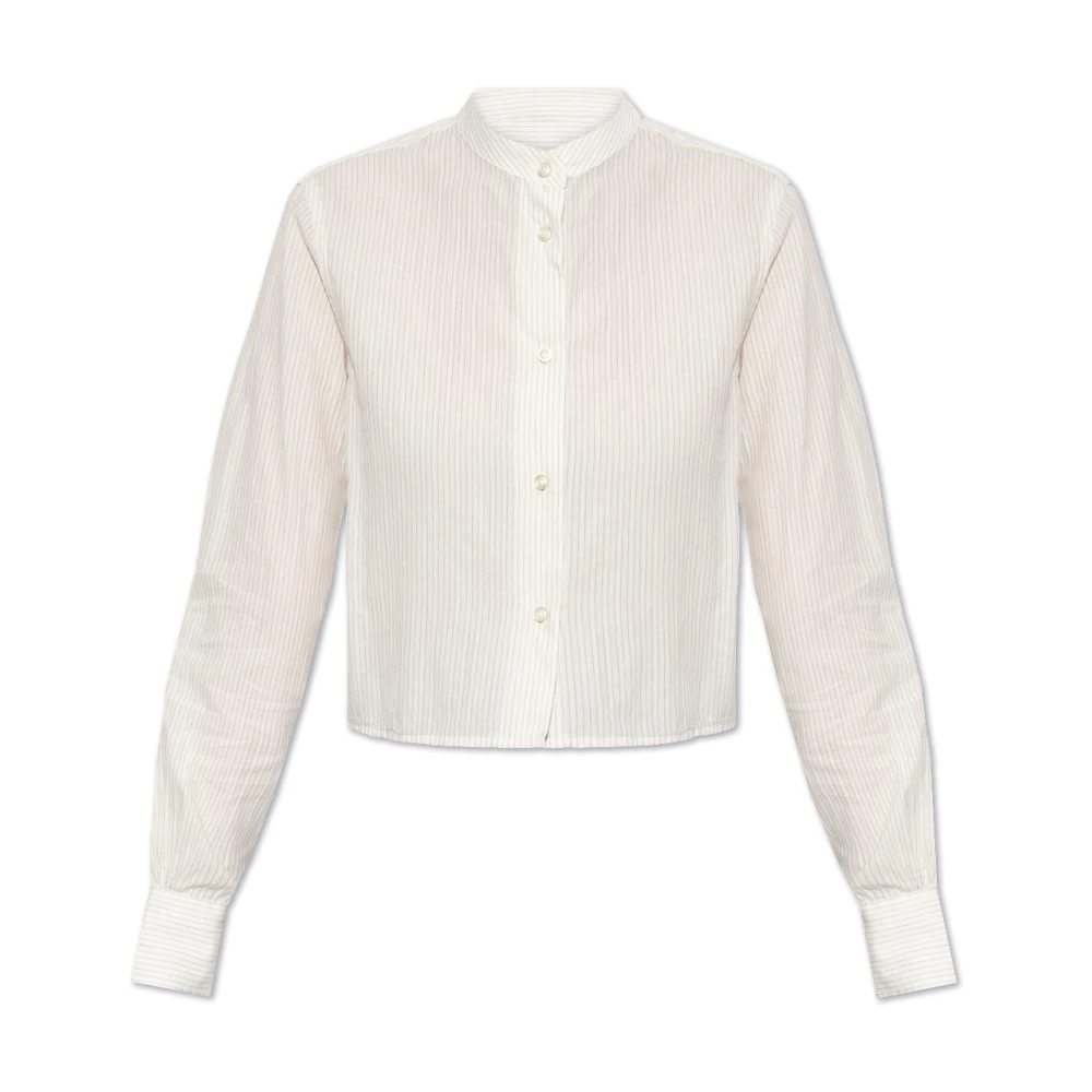 Officine Générale Korte shirt met gestreept patroon White Dames