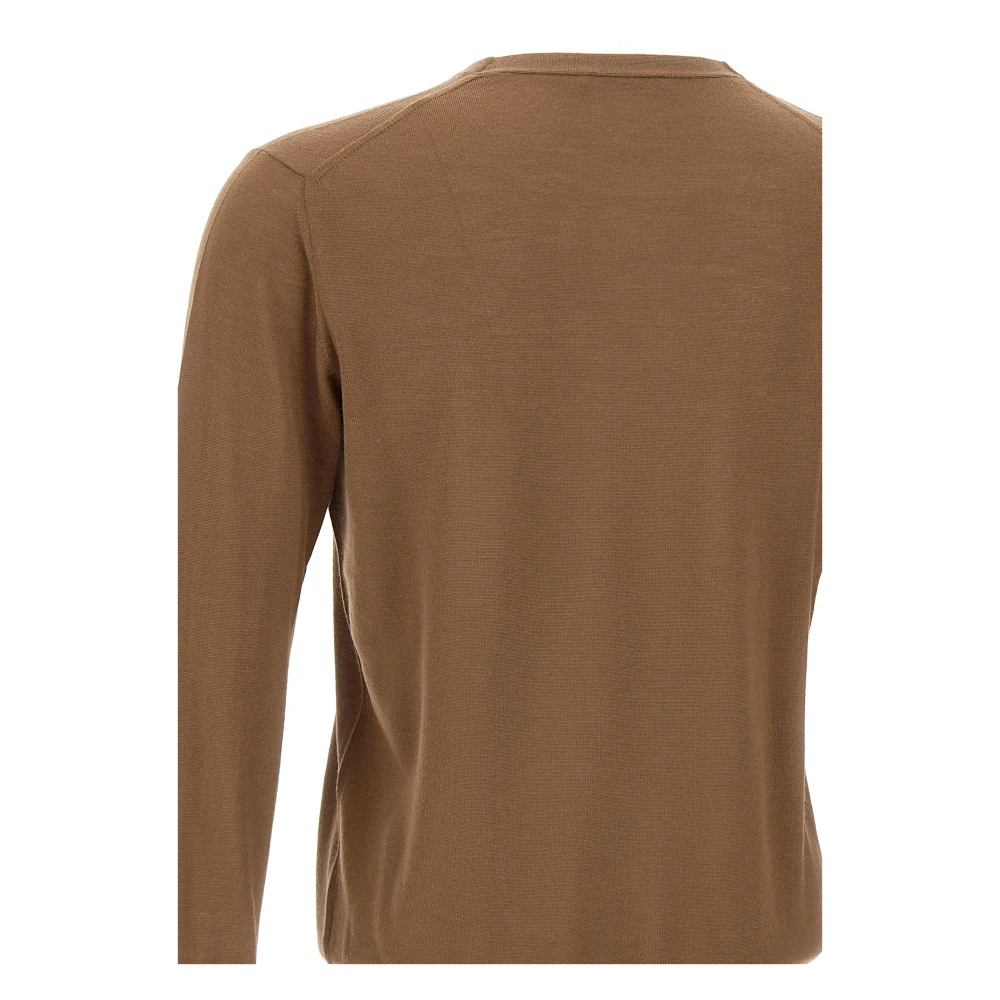 Kangra Bruine Wol Crew Neck Sweater Brown Heren