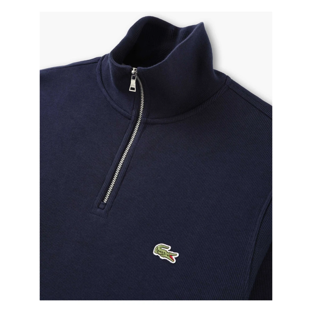 Lacoste Navy Quarter Zip Sweatshirt Urban Style Blue Heren