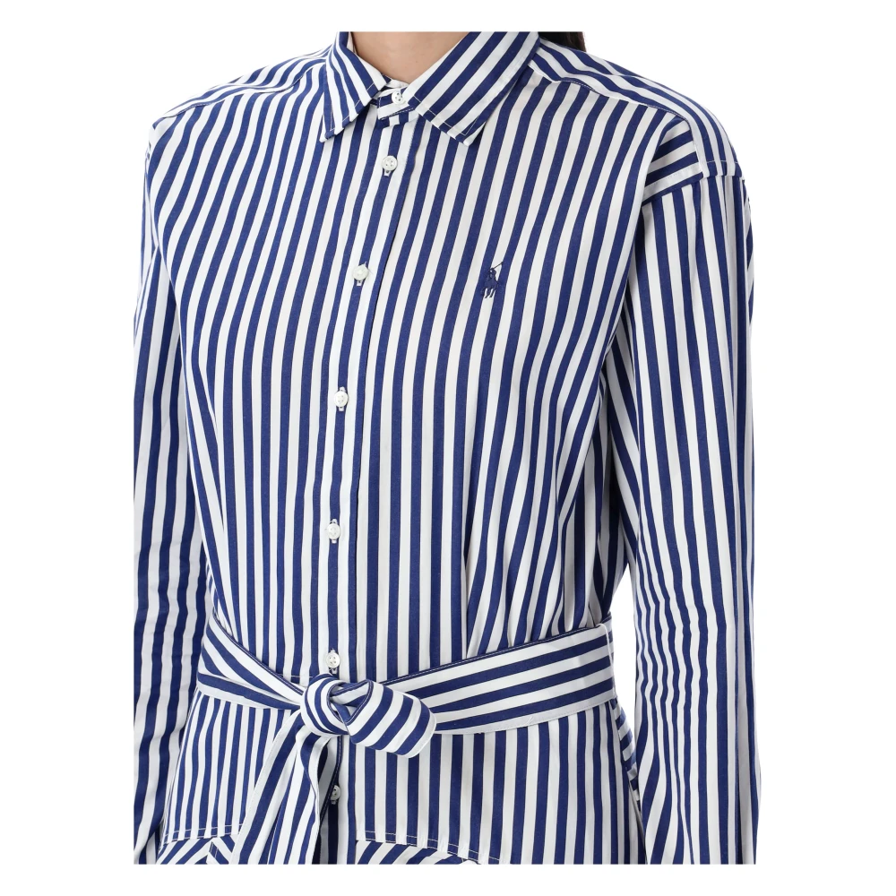 Ralph Lauren Gestreepte overhemdjurk met panelen Blue Dames