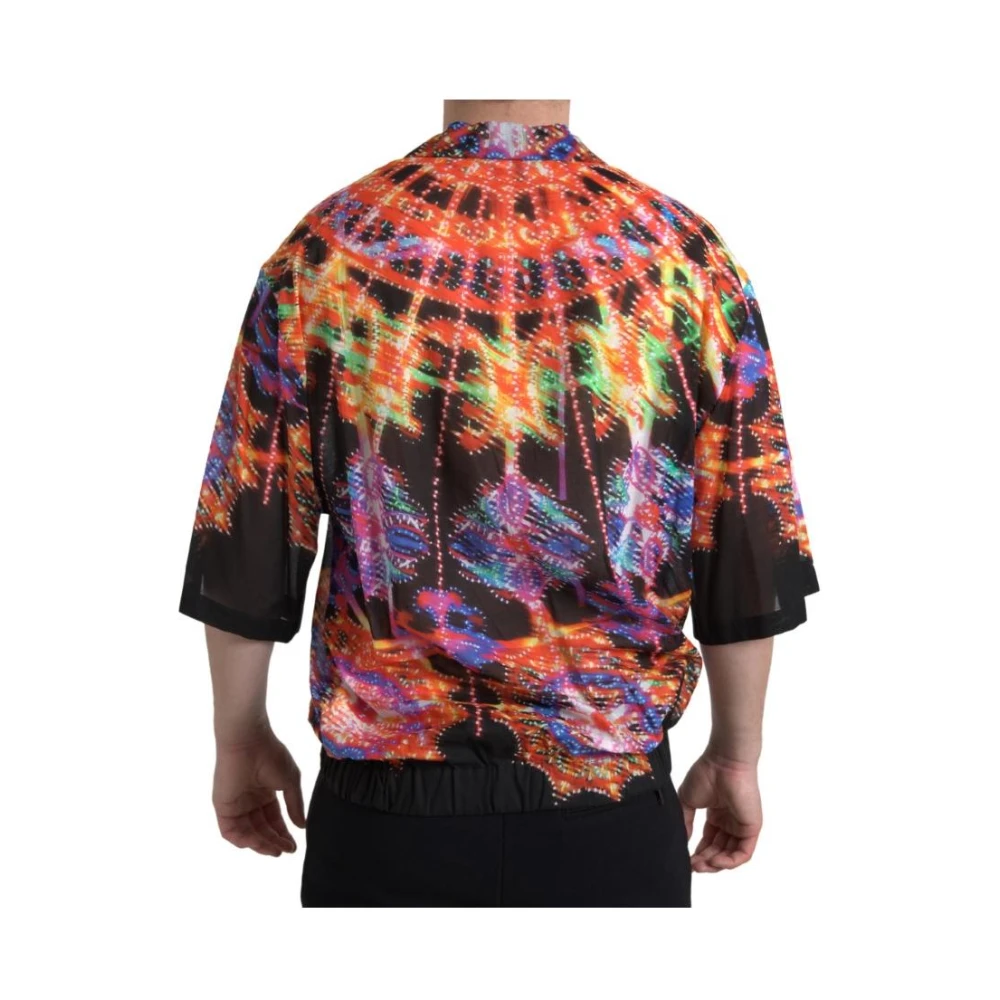 Dolce & Gabbana Multicolor Luminarie Print Cotton Polo Shirt Multicolor Heren