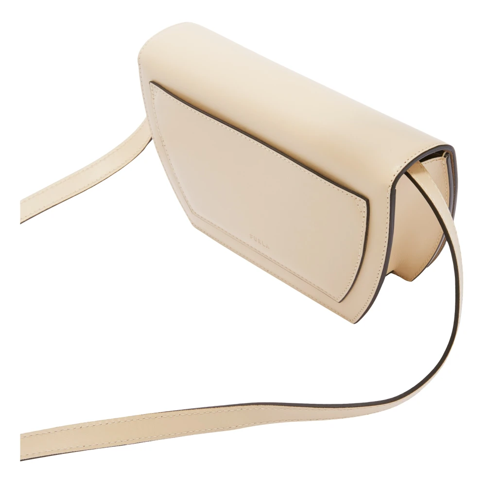 Furla Geometrische Crossbody Tas met Bolvormige Sluiting Beige Dames