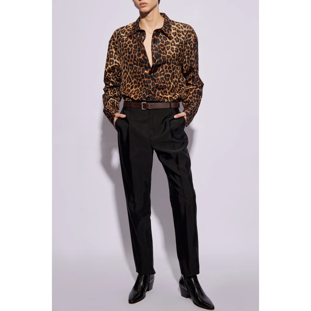 Saint Laurent Shirt met dierenmotief Brown Heren