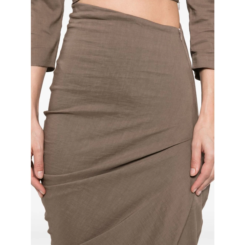 Cortana Bruine Asymmetrische Draperie Rok Brown Dames