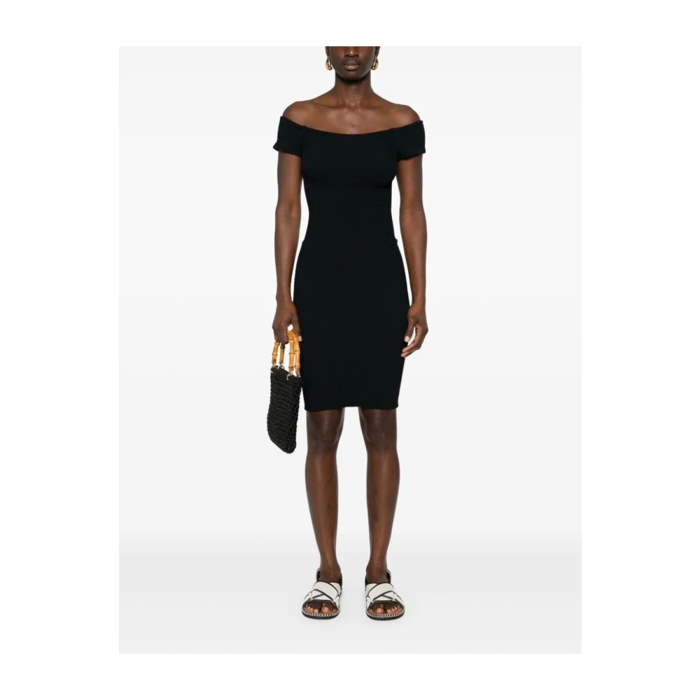 Hunza G Zwarte Grace Off-Shoulder Jurk Black Dames