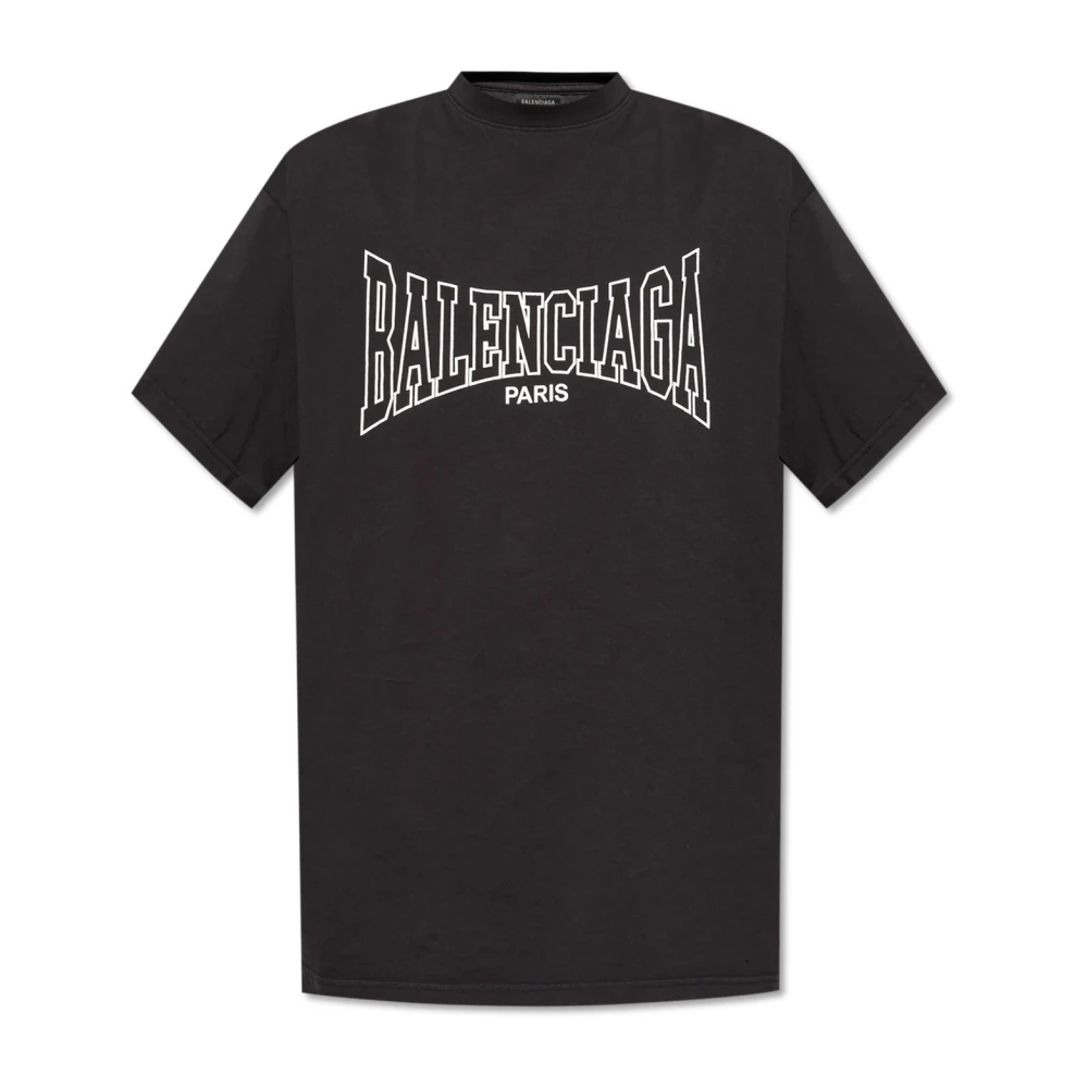 Balenciaga T-shirt met Gedrukt Logo Black Heren