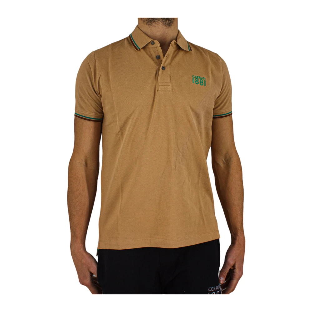 Cerruti 1881 Bruine Polo Shirt Piqué Gebreid Brown Heren