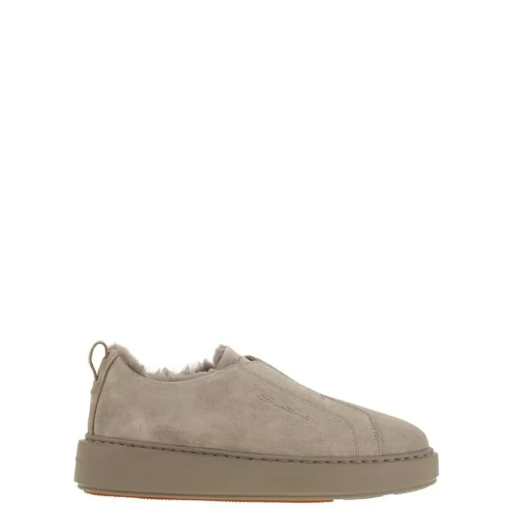 Santoni Bruine Suède Sneakers met Vrouwelijke Touch Dames Schoenen