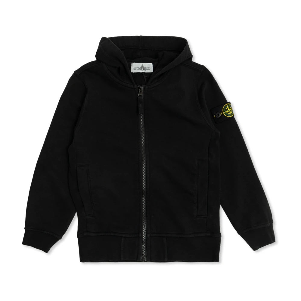 Stone Island Unisex Kids Black Kids Sweatshirts, 6 Y, Hooded Sweatshirt