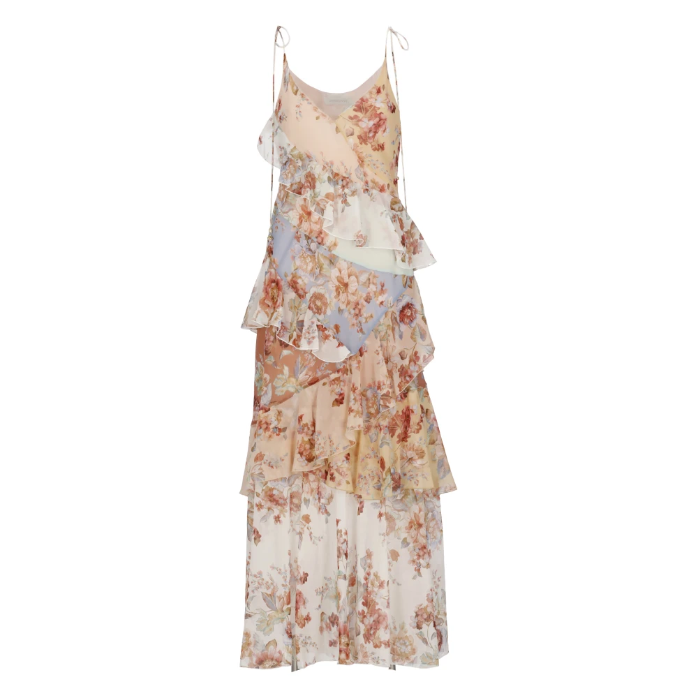Zimmermann Women's Multicolor Maxi Dresses, M, Awaken Frilled Slip Dress