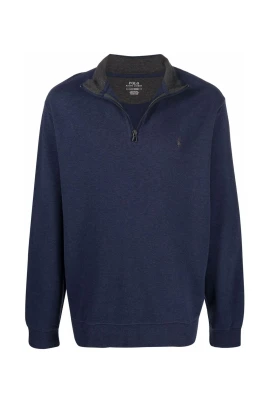 Blå Zip Tröja Casual Stil