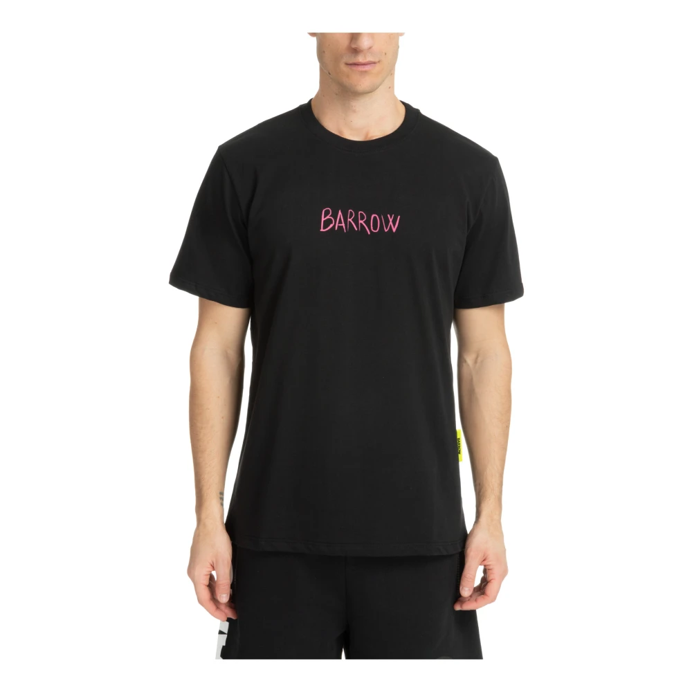 Barrow Zwarte Katoenen T-shirt met Print Black Heren