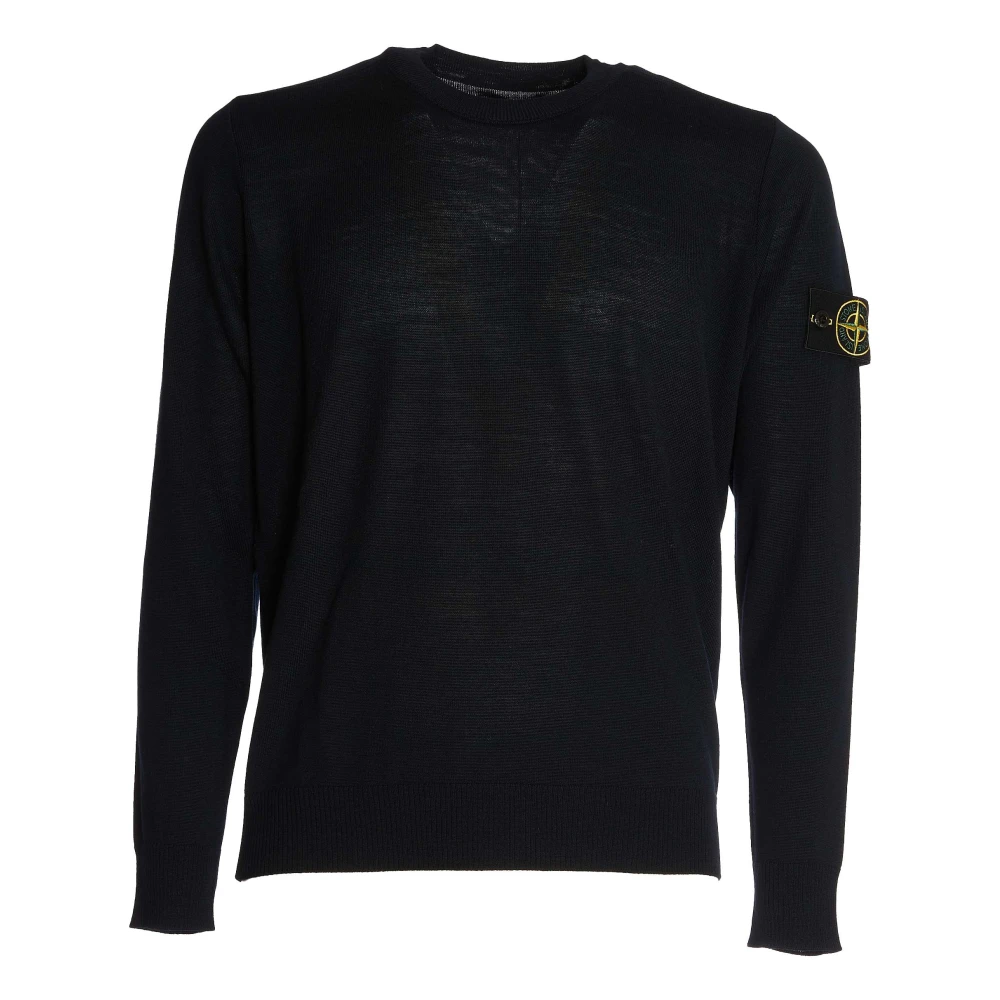 Stone Island Blå Crew Neck Sweater Aw24 Blue, Herr