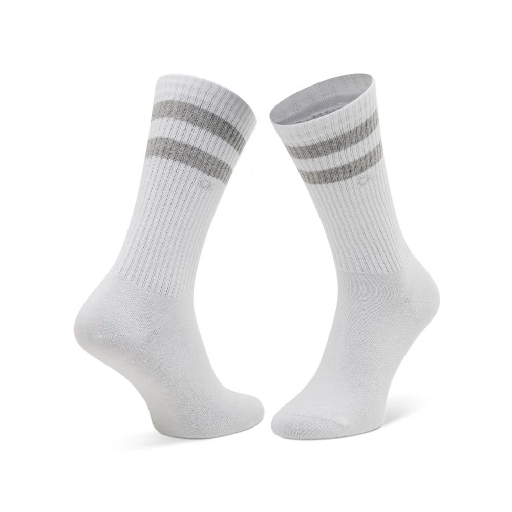 Calvin Klein Gestreepte Crew Socks 2-Pack White Heren