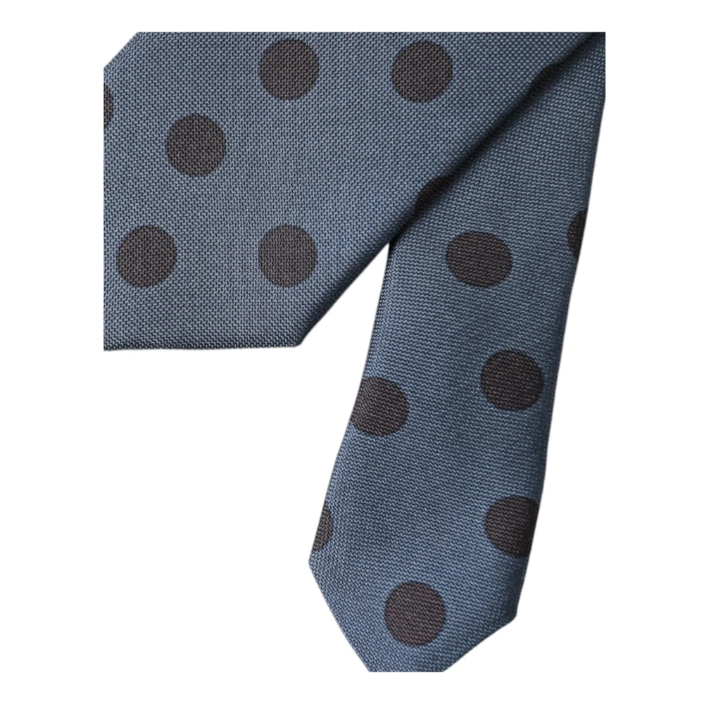 Dolce & Gabbana Blauw Zwart Polka Dot Zijden Stropdas Blue Heren
