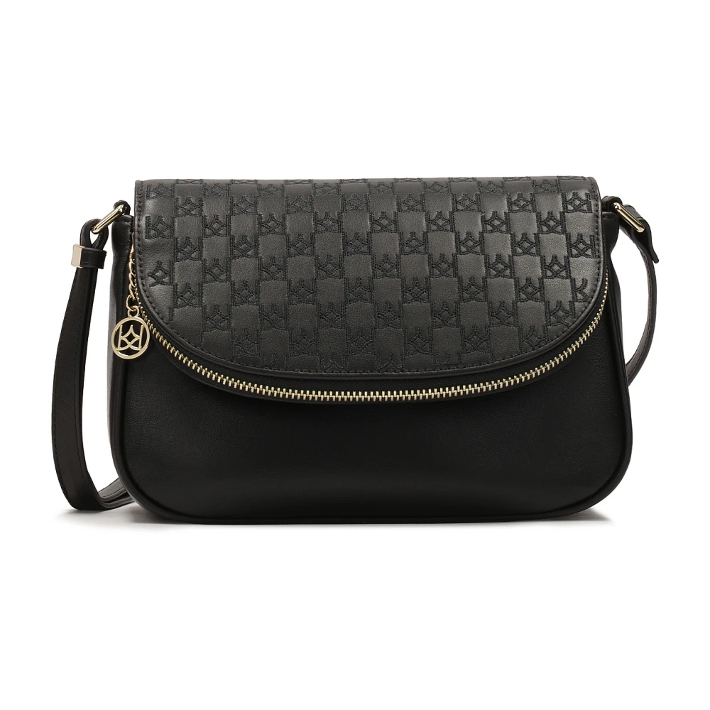 Kazar Zwarte schoudertas met gelabelde klep Black Dames