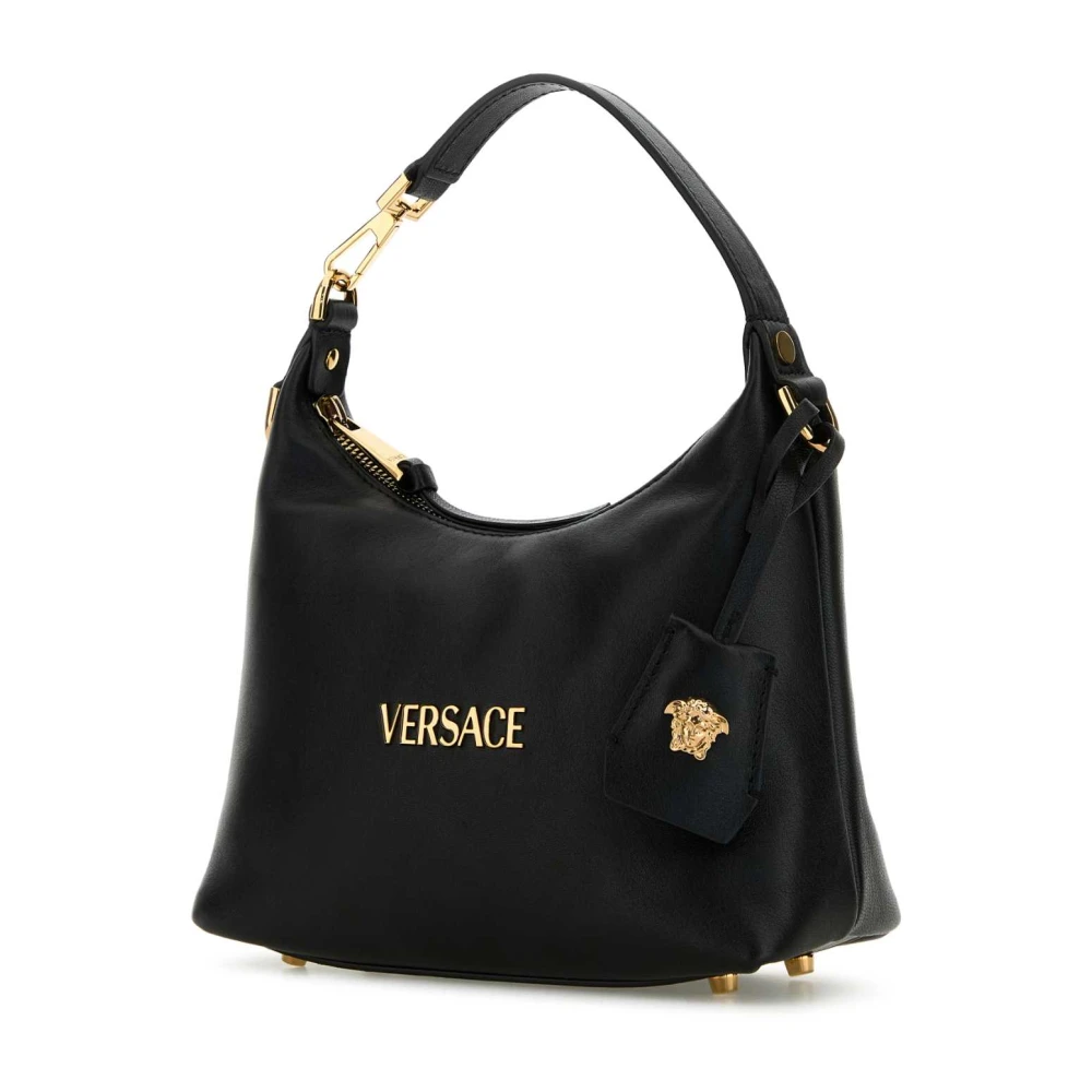 Versace Zwarte leren Hobo Handtas Black Dames