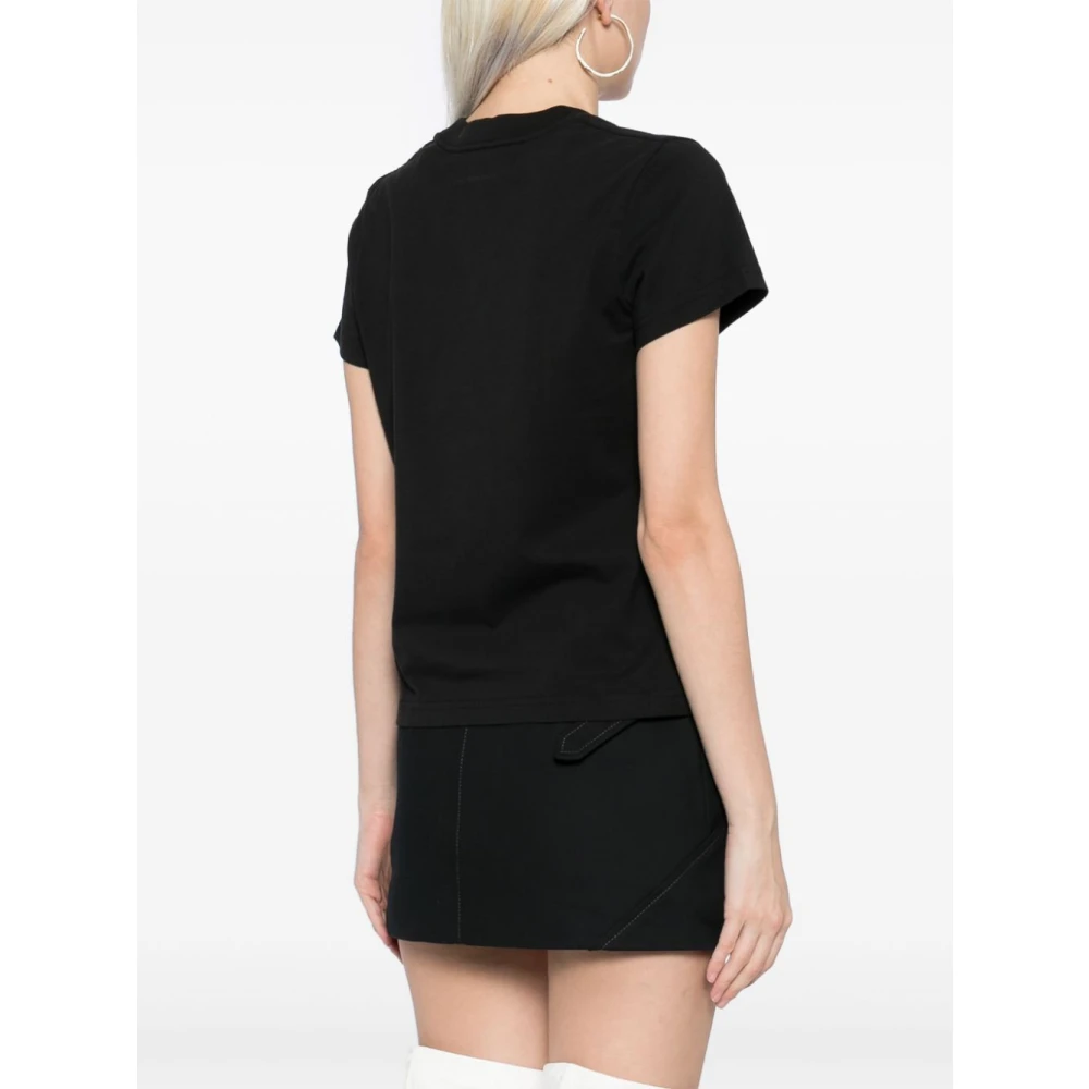 Courrèges Zwart Logo Geborduurd Crew Neck T-shirt Black Dames