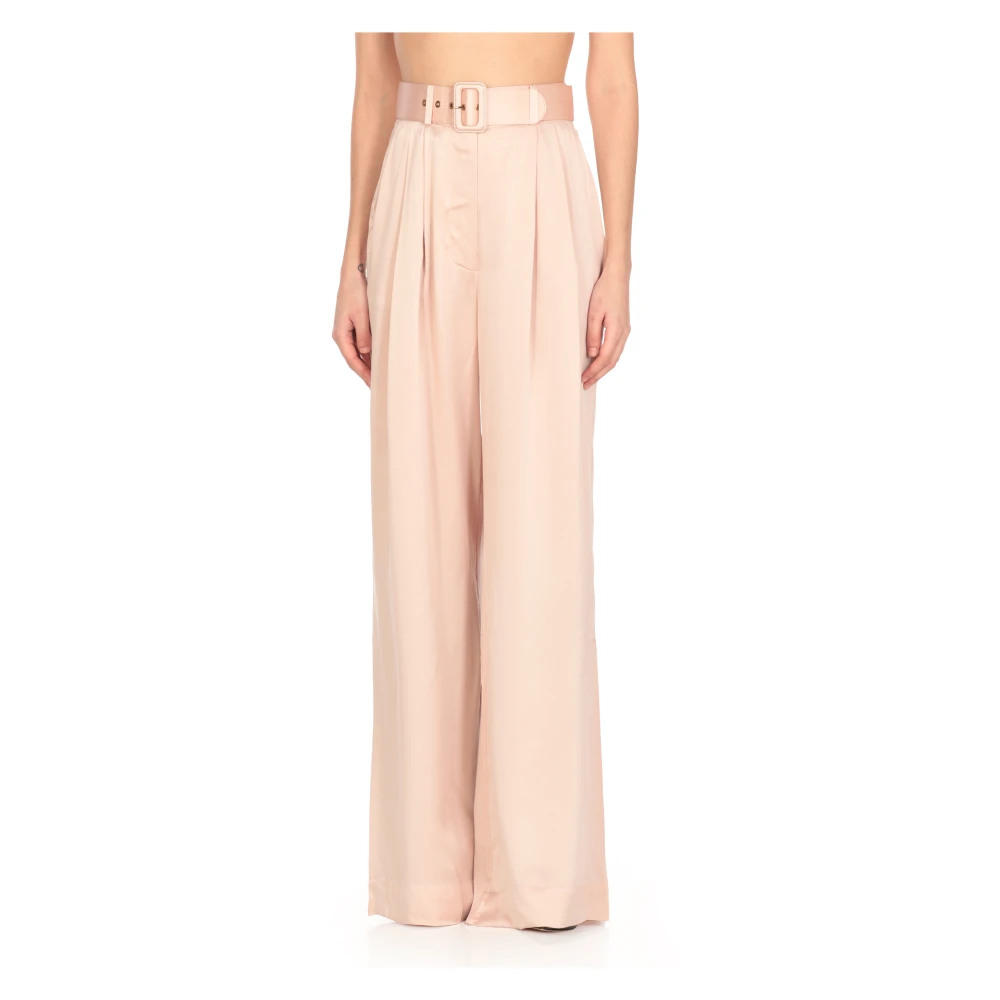 Zimmermann Roze zijden broek met riemlussen Pink Dames