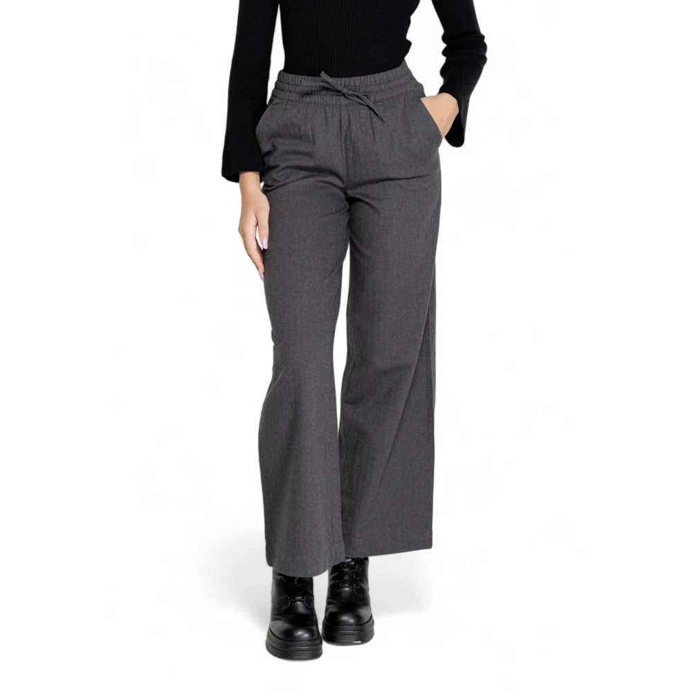 Jacqueline de Yong Wijde Pijp Geweven Broek Herfst Winter Collectie Gray Dames