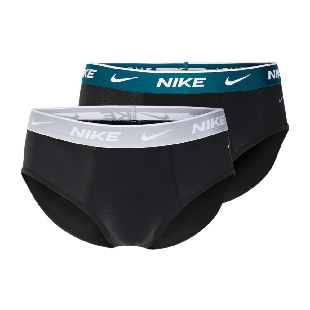 Nike Zwarte slips met contrasterende elastische band 2-pack Black Heren