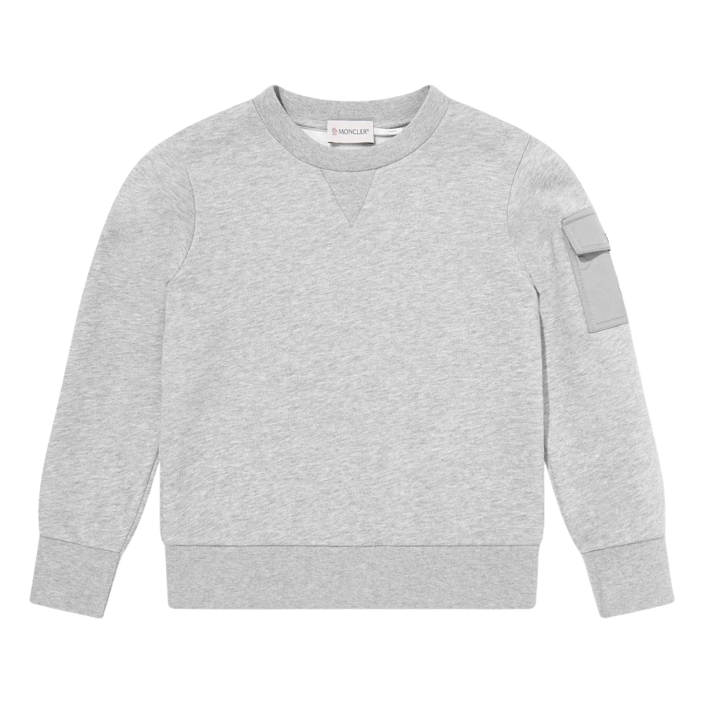 Moncler Grey Logo Sweatshirt With V Seam - Male - Kids Sweatshirts - Gray - 8 Y - Kids