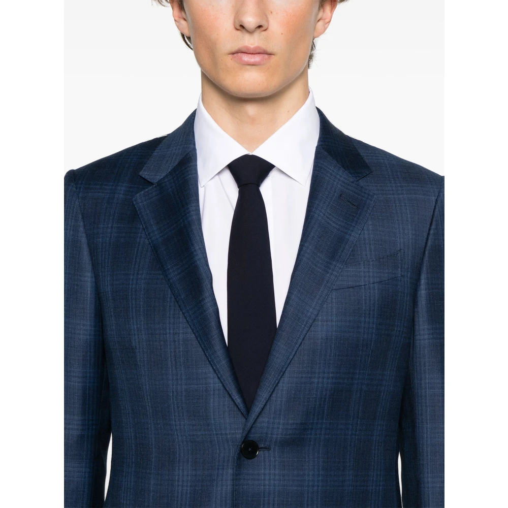Ermenegildo Zegna Geruit wollen pak Blue Heren